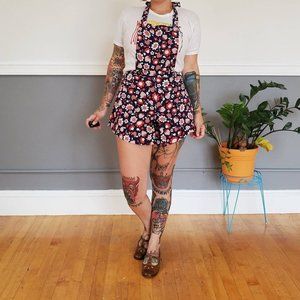 60s/70s Handmade Daisy & Turtle Print Overalls